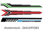 Set of simple car stripes. Car race stripes. Racing line sticker design. Graphic sport decal vinyl element. Automobile decoration. Racing design vector template