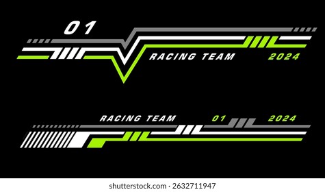 Set of simple car stripes. Car race stripes. Racing sticker design. Graphic sport decal vinyl element. Automobile decoration. Vector racing design set