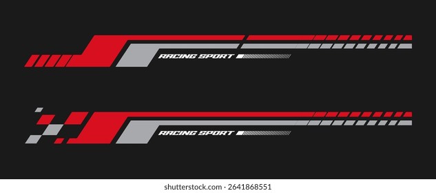 Set of simple car stripes. Car race stripes. Racing sticker design. Graphic sport decal vinyl element. Automobile decoration. Racing design vector