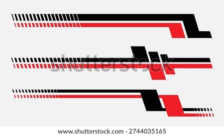 Set of simple car stripes. Car race stripes. Racing line sticker design. Graphic sport decal vinyl element. Automobile decoration. Racing design vector