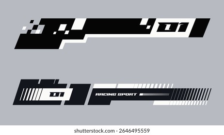 Set of simple car stripes. Vector car race stripes. Racing line sticker design. Graphic sport decal vinyl element. Automobile decoration. Racing design vector element