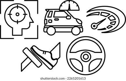 Set of simple cars stuff line icon