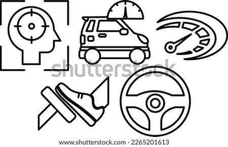 Set of simple cars stuff line icon