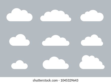 Set of simple cartoon clouds
