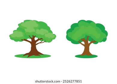 set of simple cartoon-style illustration of a tree design