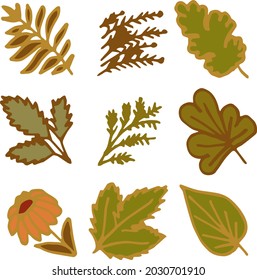 set of simple cast flowers doodles. abstract floral illustration. hand drawn vector graphics. 