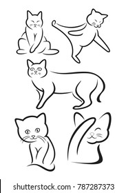 set simple cat line art