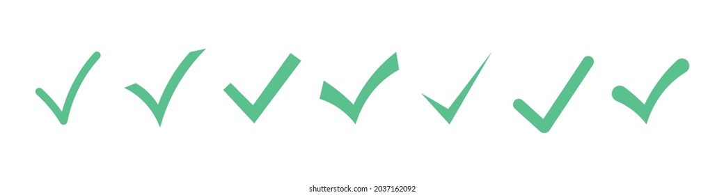 Set of Simple check mark. Black check mark icon. Tick symbol, vector illustrations.