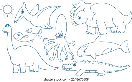Set of simple children hand drawing objects illustration