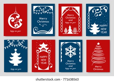 set of simple Christmas cards. ornament. new year. vector illustration.