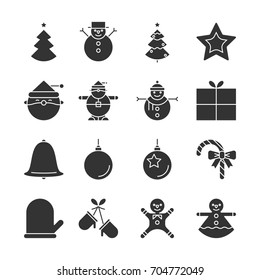 Set of simple Christmas party and Happy New Year thin line vector icon. Material design of web graphic. Premium quality collection.