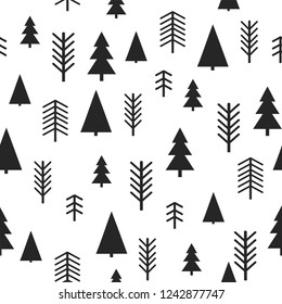 Set of simple Christmas patterns. color illustration of Christmas trees. flat design. winter
