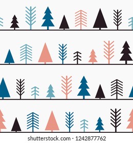 Set of simple Christmas patterns. color illustration of Christmas trees. flat design. winter