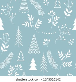 Set of simple Christmas patterns. color illustration of Christmas trees. flat design. winter