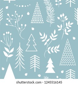 Set of simple Christmas patterns. color illustration of Christmas trees. flat design. winter