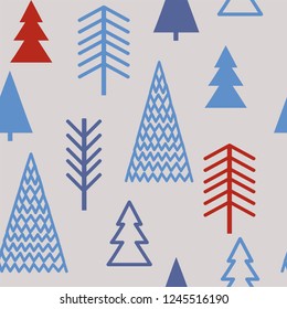 Set of simple Christmas patterns. color illustration of Christmas trees. flat design. winter