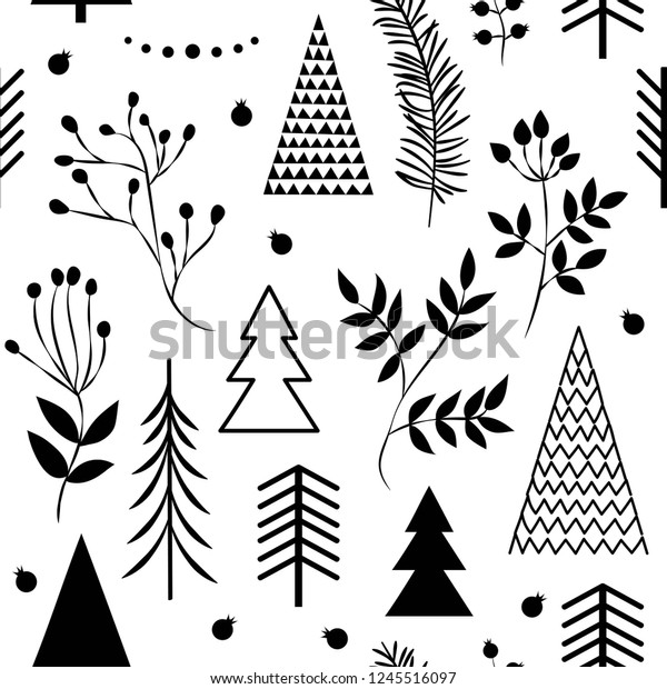 Set Simple Christmas Patterns Color Illustration Stock