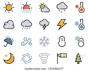 Set of simple climate icons in flat style.