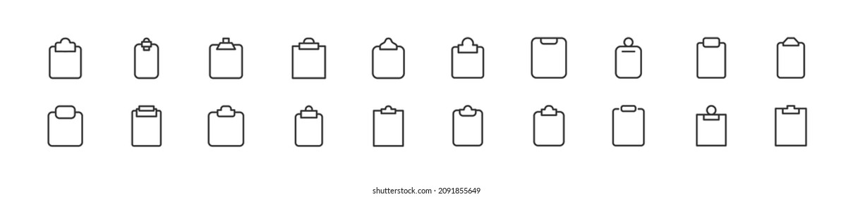 Set of simple clipboard line icons. Outline stroke object. Linear signs pack. Perfect for web apps and mobile.