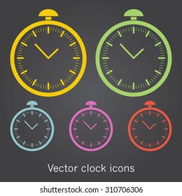 Set of simple clock icons. Vector illustration.