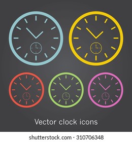 Set of simple clock icons. Vector illustration.