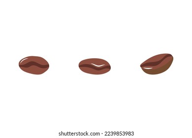 A set of simple coffee beans in a flat style. vector illustration