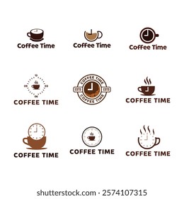 Set of Simple coffee icon, logo illustration.
