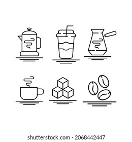 Set of Simple Coffee Related Vector Line Icons.