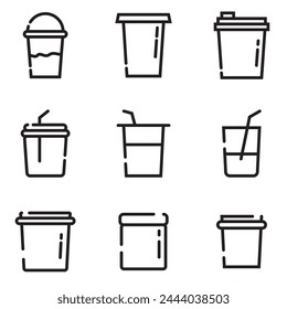 Set of Simple Coffee and Tea Related Vector Line Icons. Editable Stroke.