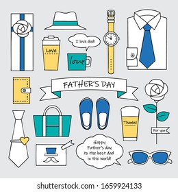Set of simple color father's day elements