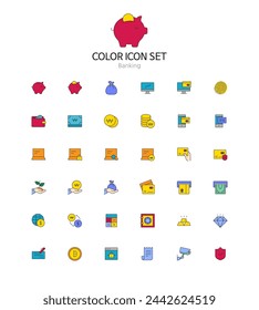 Set of simple color icons in vector