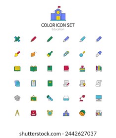 Set of simple color icons in vector
