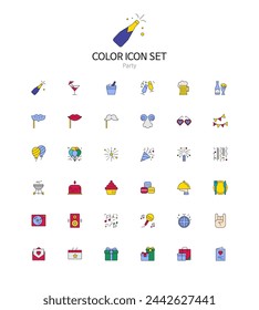 Set of simple color icons in vector