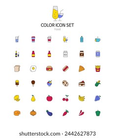 Set of simple color icons in vector