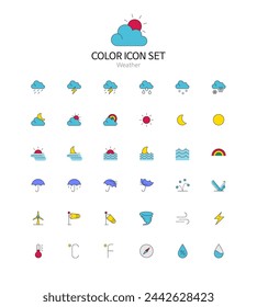 Set of simple color icons in vector