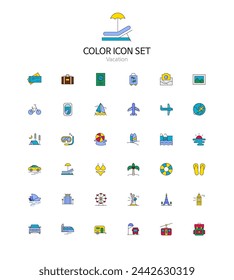 Set of simple color icons in vector