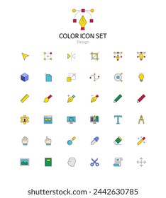 Conjunto de iconos de colores simples en vector