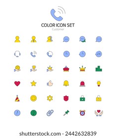 Set of simple color icons in vector