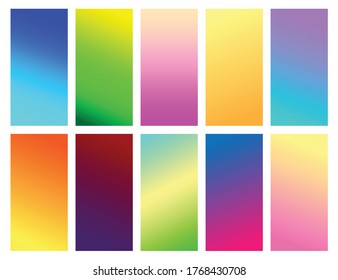 Set of simple colored gradient backgrounds. Seamless pattern, vector illustration