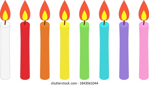 Conjunto de ilustraciones simples y coloridas de velas