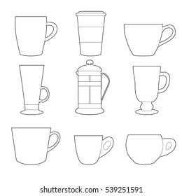 Vector Illustration Various Size Shape Coffee Stock Vector (Royalty ...