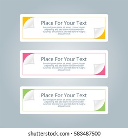 A set of simple colorful horizontal banners with place for you text. Vector illustration. 