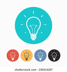 Set of simple  colorful light bulb icons. Vector illustration