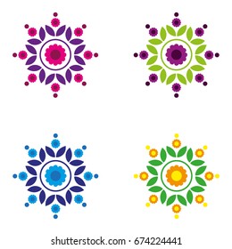 A set of simple, colorful mandalas.