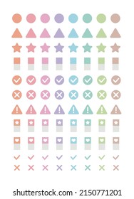 Set of simple and colorful point and check icons for business, education, note, diary, web and apps.