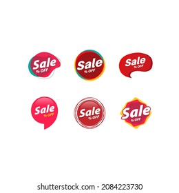 Set of simple and colorful sale tags.