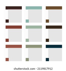 Set of simple colorful social media post photo frame. 