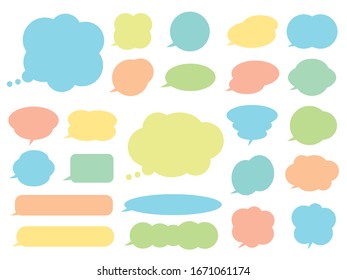 Conjunto de burbujas de habla simples y coloridas.
Se puede utilizar para diversos diseños publicitarios y de tarjetas.
Versión sin texto de ejemplo.