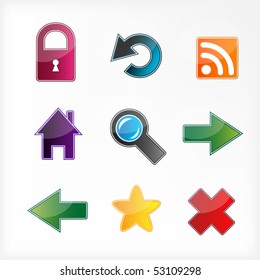 Set of simple colorful web icons, vector