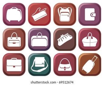 Set simple colour buttons of bags and handbags